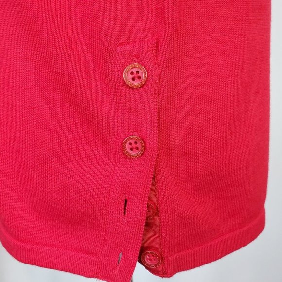 Westport Red With Silver Trim Knit Pullover Short Dolman Sleeve Top NEW Size XS - Picture 5 of 8